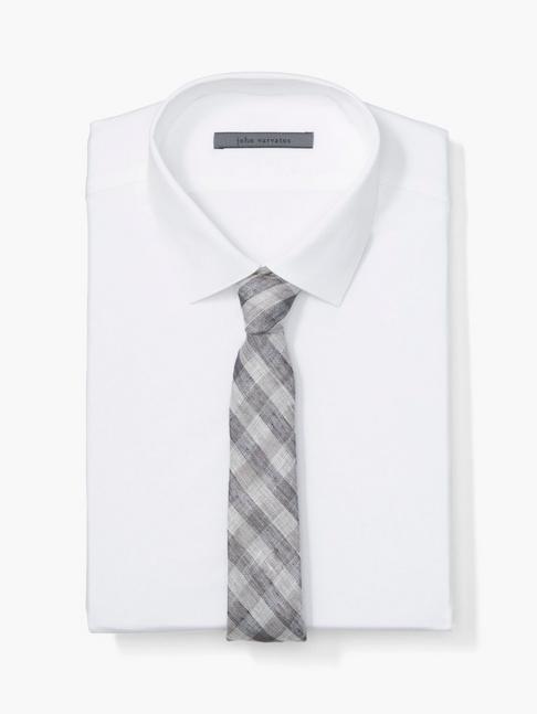John Varvatos Linen Skinny Check Tie