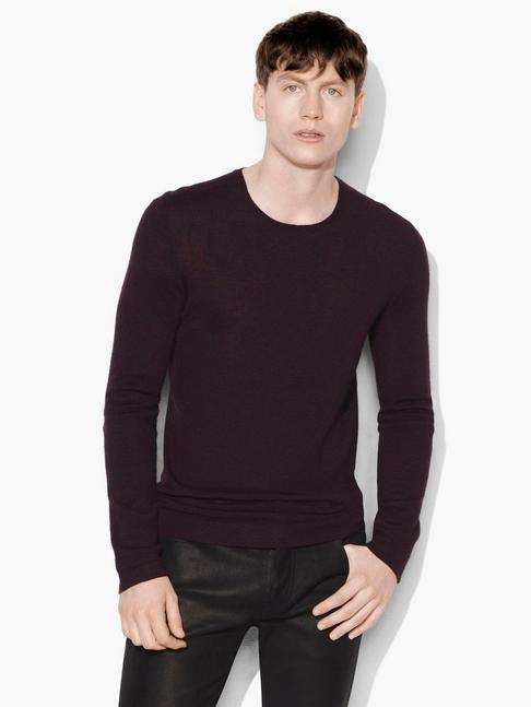 John Varvatos Long Sleeve Crewneck With Contrast Linking & Suede  Size: Xs
