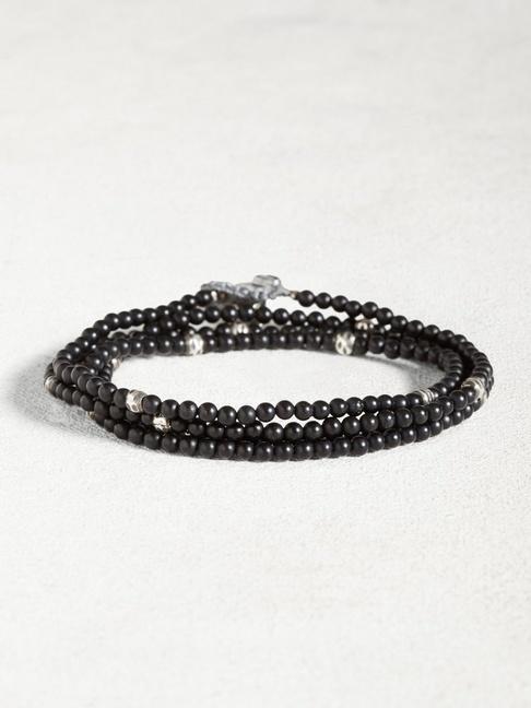 John Varvatos Onyx And Sterling Multi-wrap Bracelet