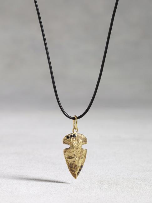 John Varvatos Leather & Bronze Arrowhead Necklace