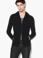 John Varvatos Silk-cashmere Zip Front Hoodie Black Size: Xs