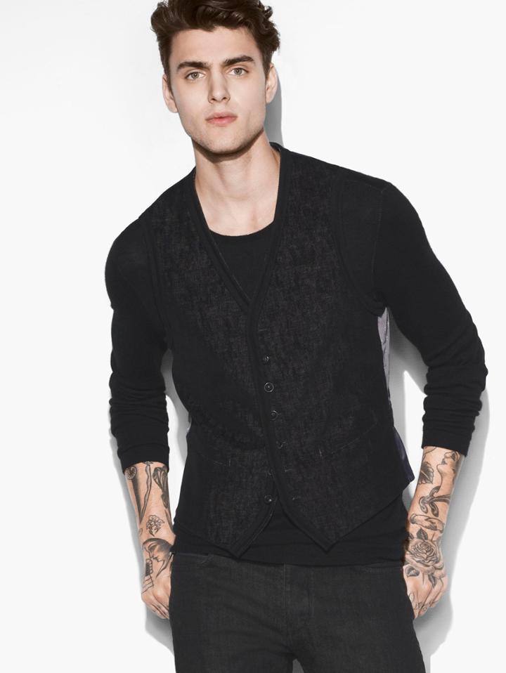 John Varvatos Multi-button Corduroy Vest Black Size: 44