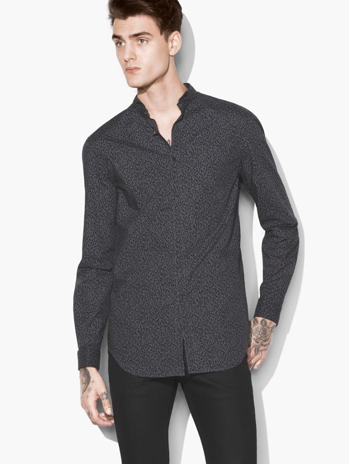 John Varvatos Abstract Print Shirt Dk Steel Htr Size: S