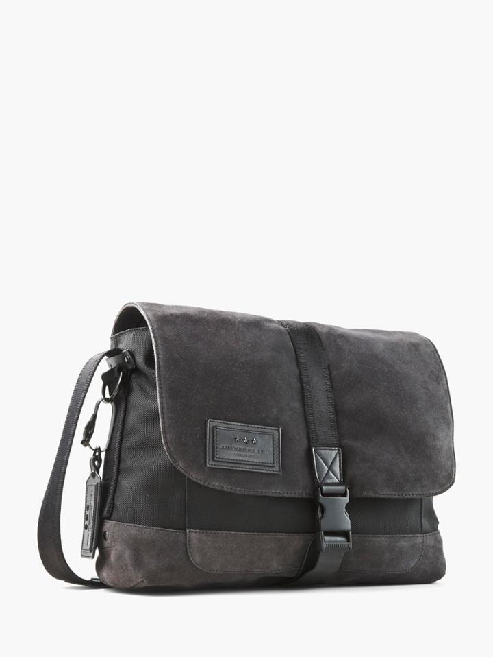 John Varvatos Suede Messenger Bag Elephant