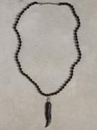John Varvatos Carved Feather On Beaded Necklace