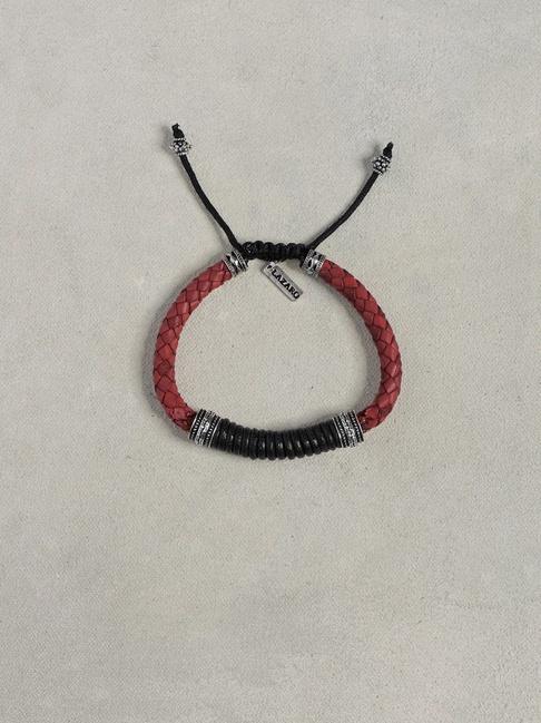 John Varvatos Red & Black Leather Bracelet