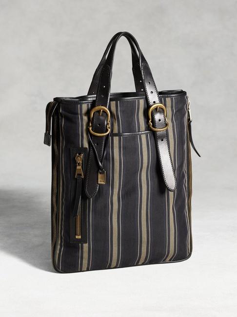 John Varvatos Bleeker Expandable Zip Shopper Stripe Bag