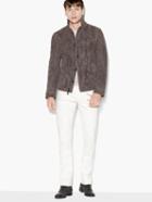 John Varvatos Wire-collar Leather Jacket Medium Grey Size: 44