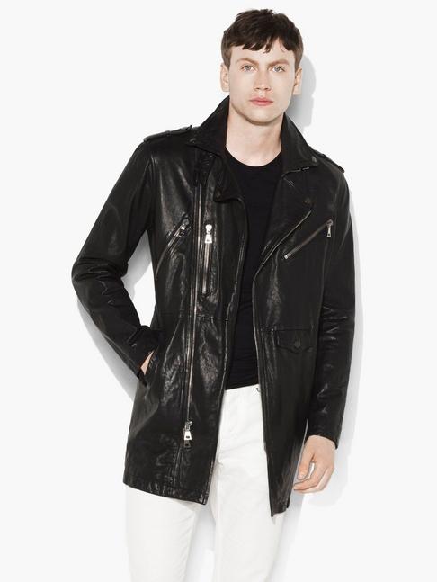 John Varvatos Leather Biker Coat