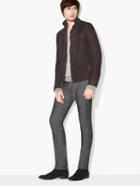 John Varvatos Wire-collar Leather Jacket Coffee Size: 44