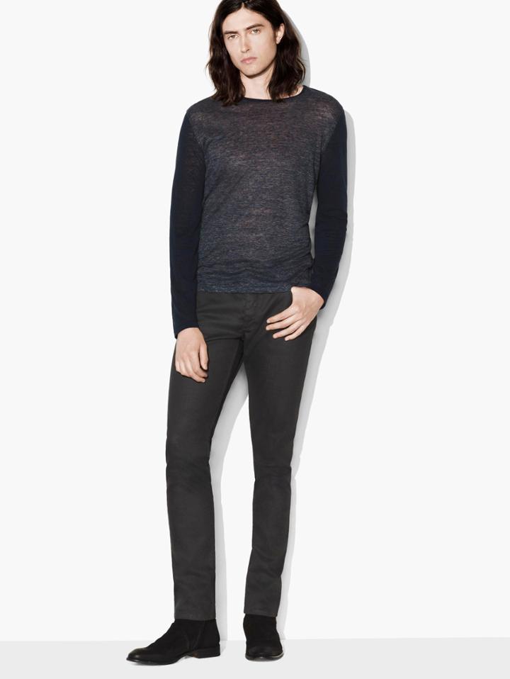 John Varvatos Striped Crewneck Midnight Size: Xs