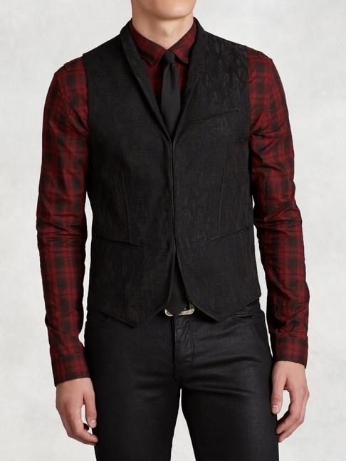 John Varvatos Linen Shawl Collar Vest
