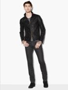 John Varvatos Wire Collar Leather Jacket Black Size: 44