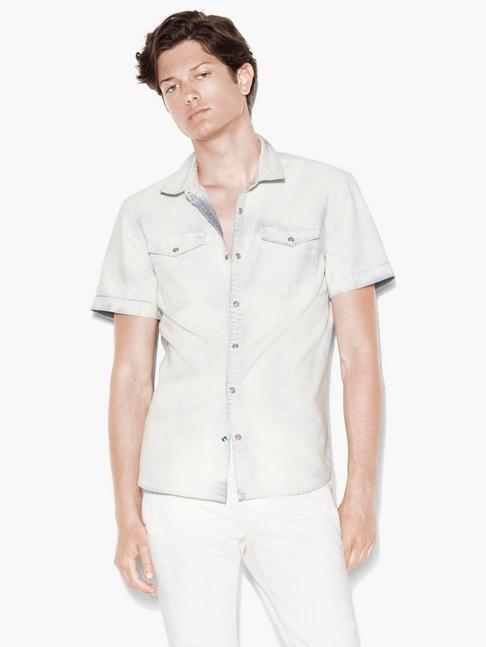 John Varvatos Short Sleeve Chambray Shirt