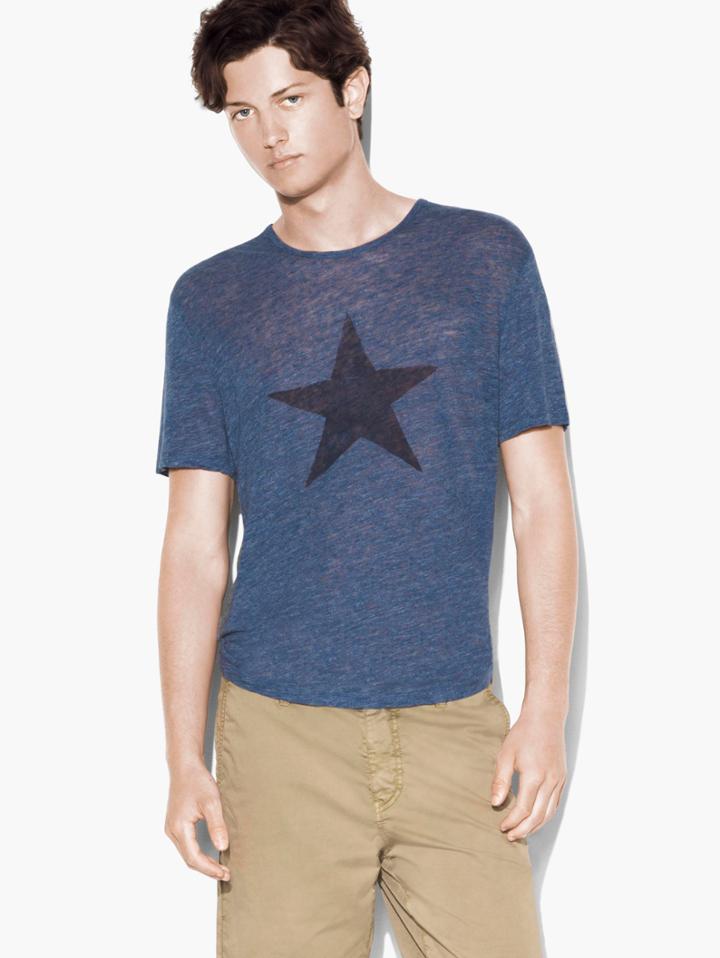 John Varvatos Linen Star Tee Hazy Blue Size: Xs