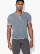 John Varvatos Snap Closure Henley Regal Blue Size: Xs