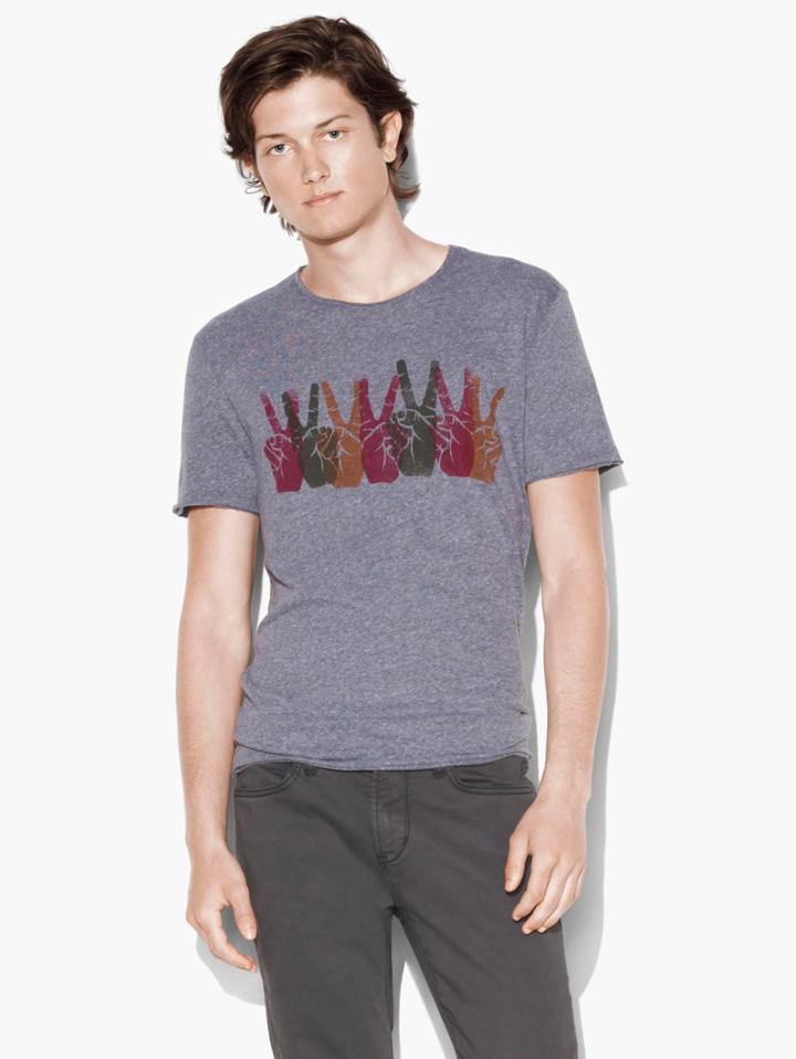 John Varvatos Peace Sign Tee Black/milk Size: Xs