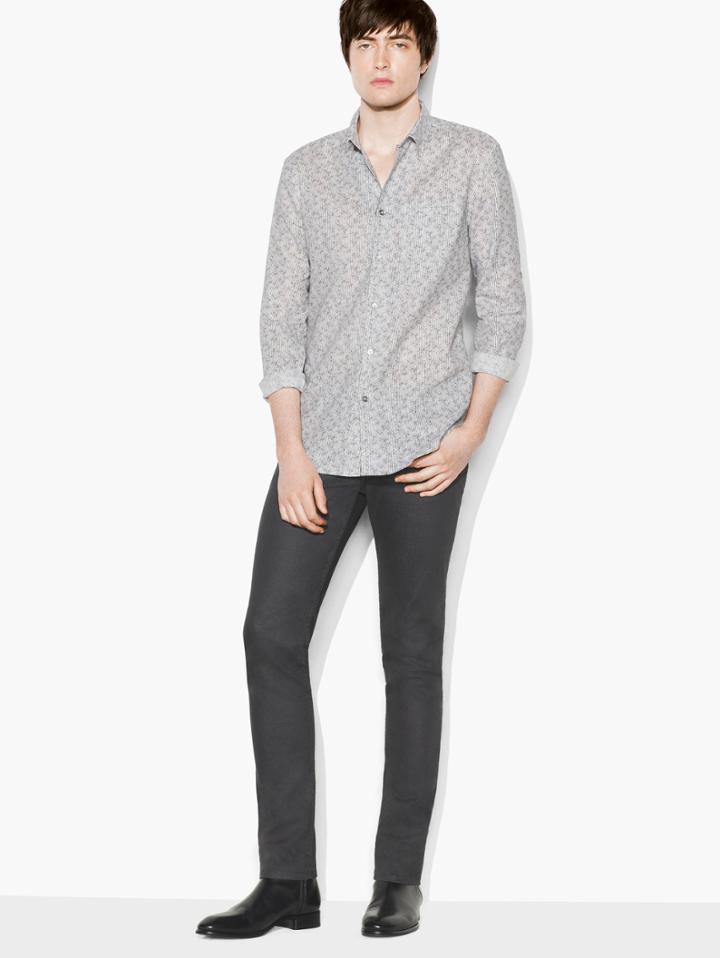 John Varvatos Floral Print Shirt Mediumium Grey Heather Size: Xs