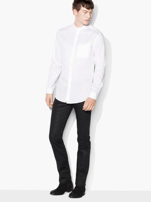 John Varvatos Cotton Pique Banded Collar Shirt