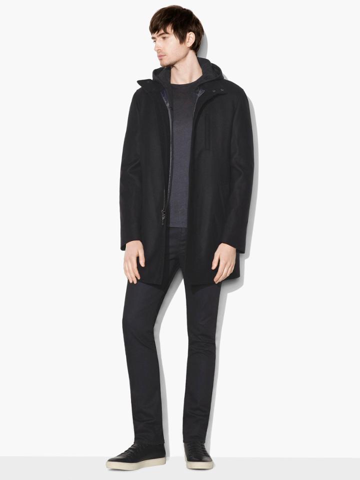 John Varvatos Mercer Coat Black Size: 44