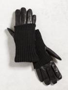 John Varvatos Knit Covered Leather Gloves