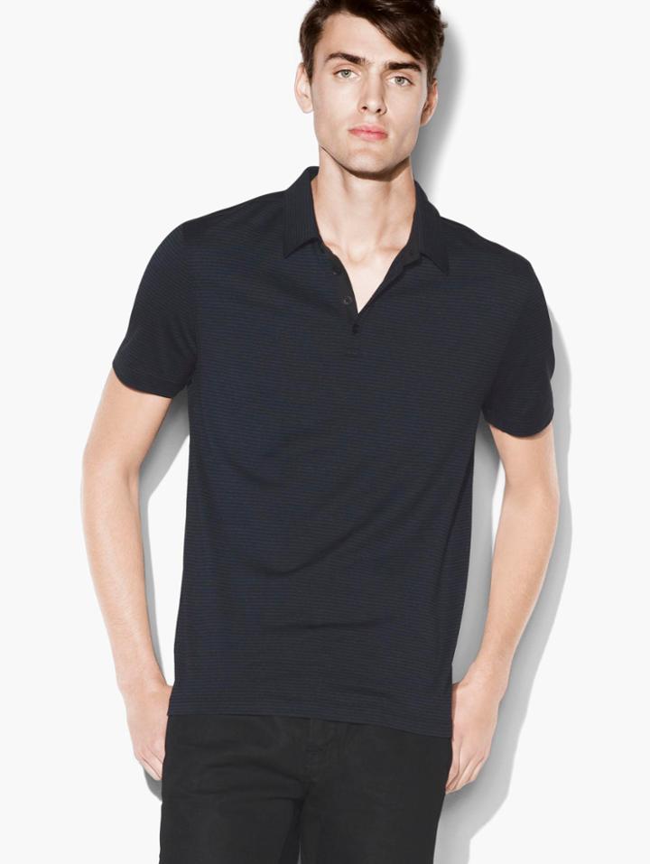 John Varvatos Silk Cotton Hampton Polo Midnight Size: S