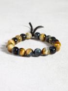 John Varvatos Natural Tigers Eye Bracelet With Leather Detail