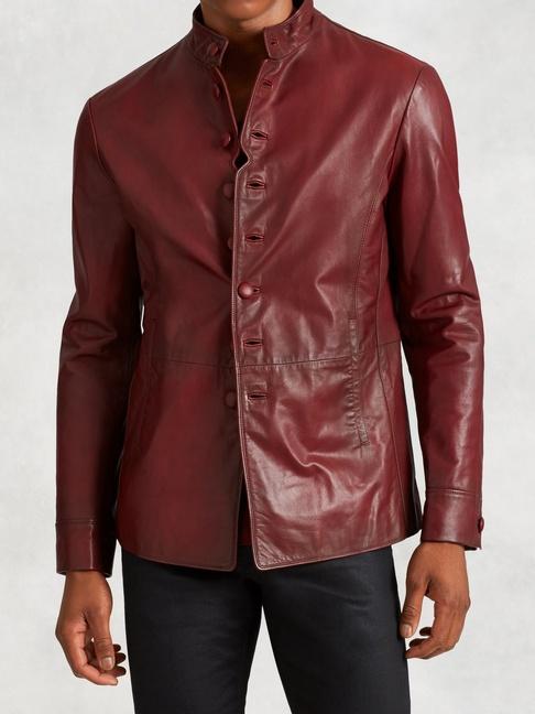 John Varvatos Goatskin Leather Button Jacket