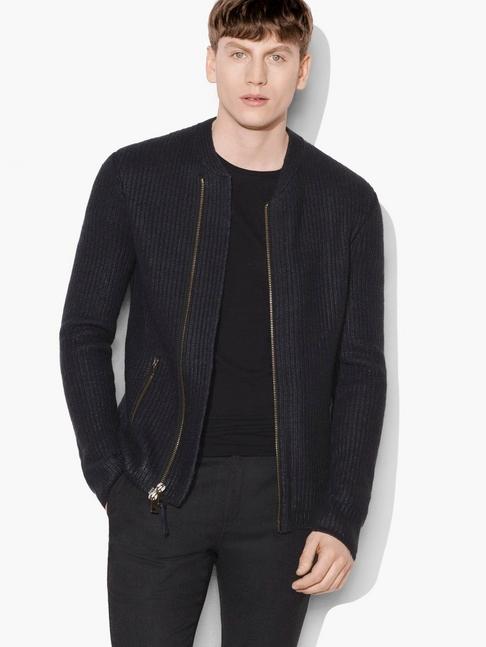 John Varvatos Wool Foil Laminated Cardigan