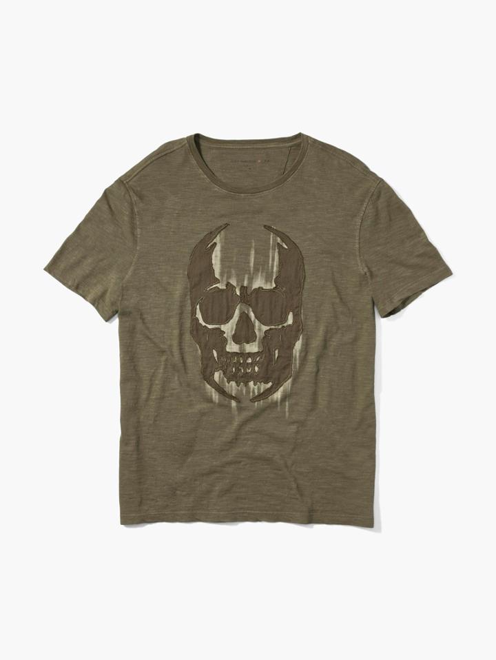 John Varvatos Faded Skull Tee Olive Size: S