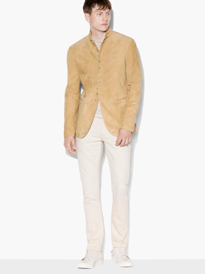 John Varvatos Suede Multi-button Jacket Sand Size: 44