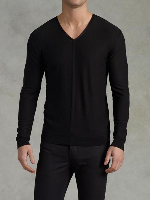 John Varvatos Contrast Stitch V-neck Sweater