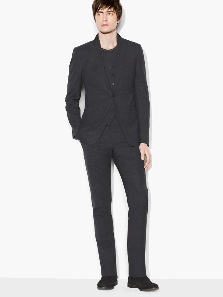 John Varvatos Jake 3 Piece Suit Carbon Grey Size: 48 Rg