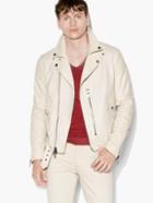 John Varvatos Zip Closure Belted Biker Jacket With Vertical Fron