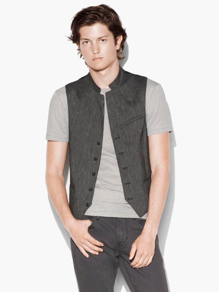 John Varvatos Striped Vest Black/white Size: 36