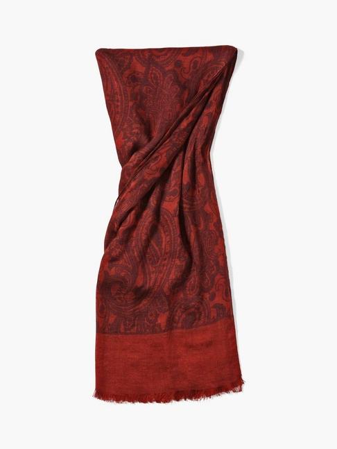 John Varvatos Woven Crinkled Paisley Scarf Cranberry