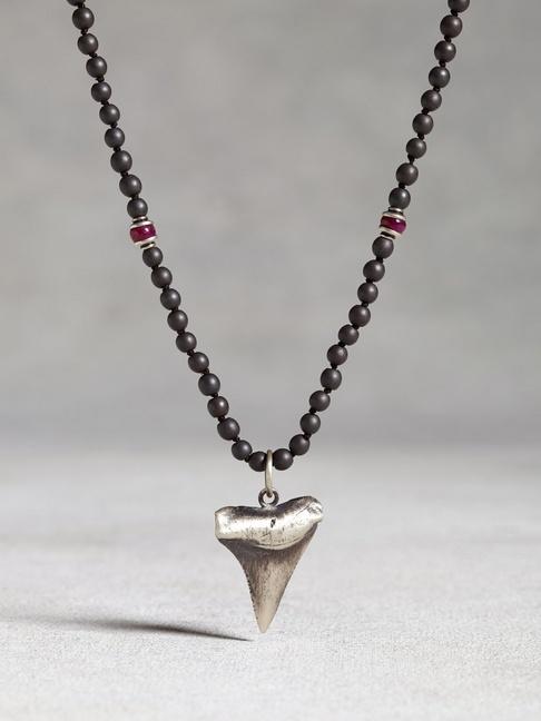 John Varvatos Sterling Silver Shark Tooth Beaded Necklace