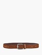 John Varvatos 35mm Chain Embedded Belt W/ Feather Buckle Wood Brown Size: 30