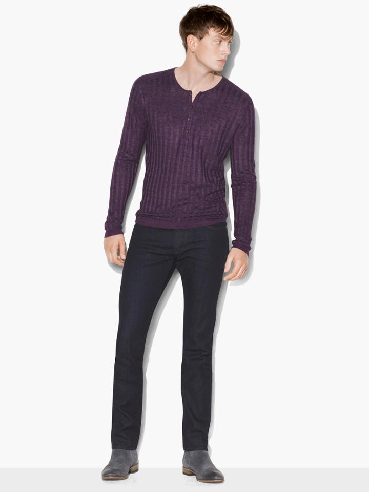 John Varvatos Long Sleeve Henley Purple Rain Size: S
