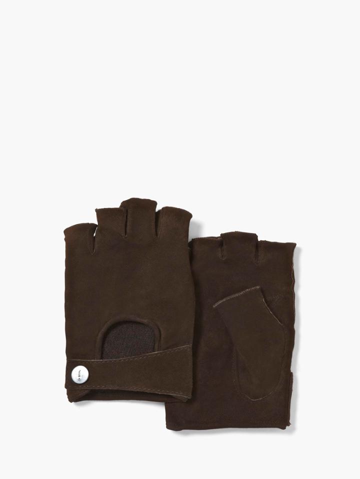 John Varvatos Fingerless Goat Suede Glove Chocolate Size: S