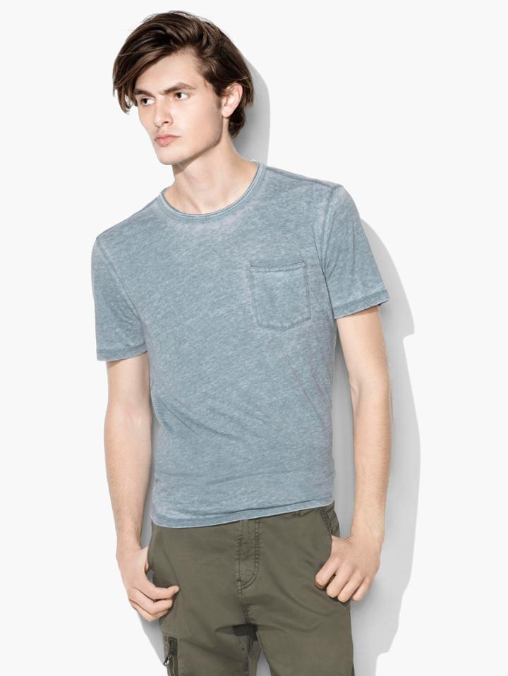 John Varvatos Burnout Pocket Tee Teal Size: Xs