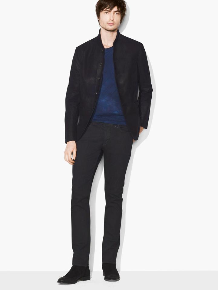 John Varvatos Suede Shawl-collar Jacket Midnight Size: 44