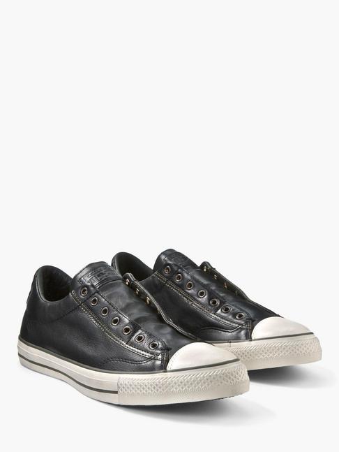 John Varvatos Vintage Black Leather Laceless Slip On