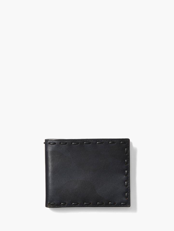 John Varvatos Marble Stained Leather Pick Stitch Bifold Wallet Midnight