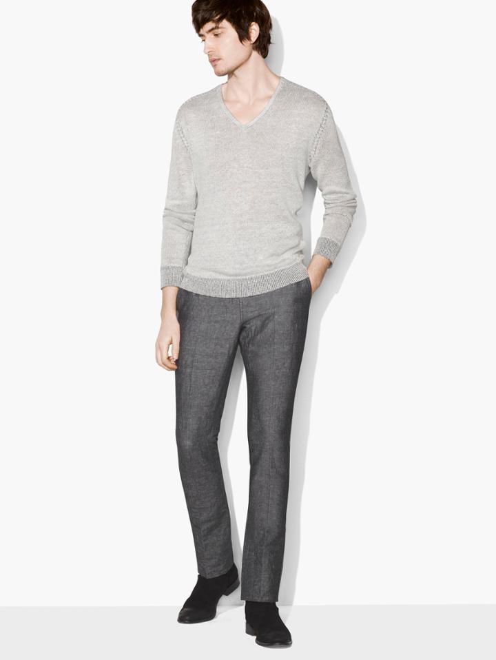 John Varvatos Linen V-neck Sweater White Size: Xs