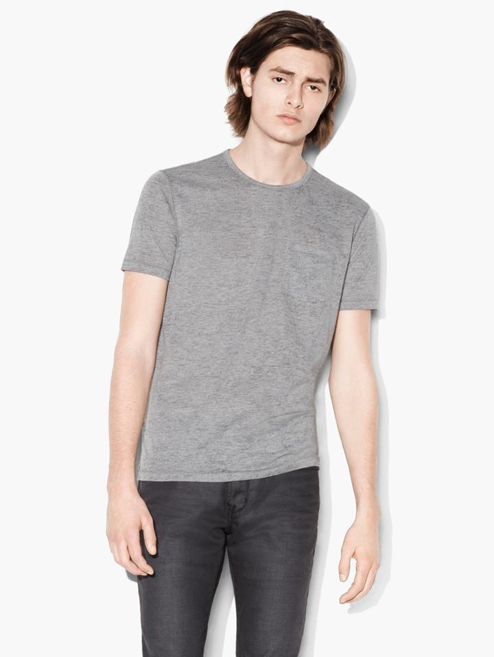 John Varvatos Short Sleeve Burnout Crew Neck Grey Heather Size: Xs