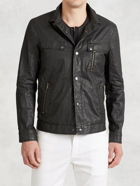 John Varvatos Resin Coated Linen Jacket With Wire Collar