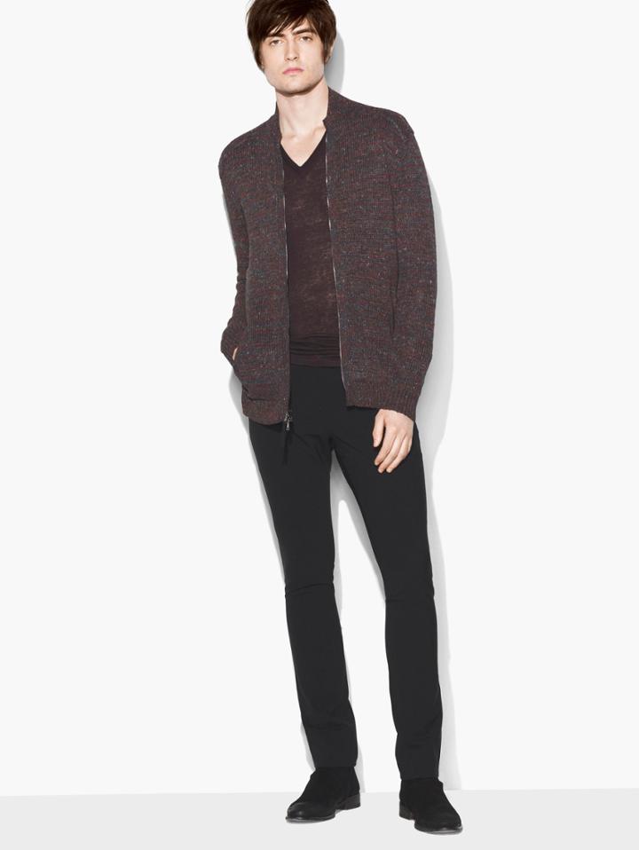 John Varvatos Zip Front Sweater Jacket Red Clay Size: M