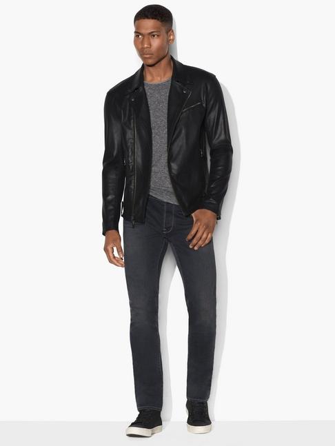 John Varvatos Coated Moto Jacket With Asymmetrical Zip Closure