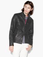 John Varvatos Mock Neck Leather Jacket